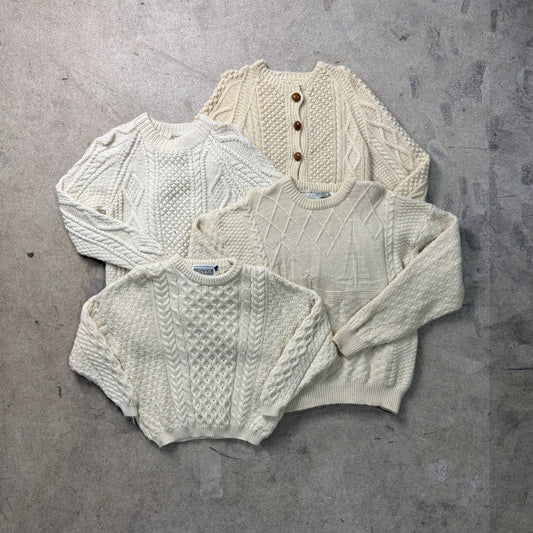FISHERMAN ARAN WOOL WHITE SWEATERS BALE (50 PIECES)