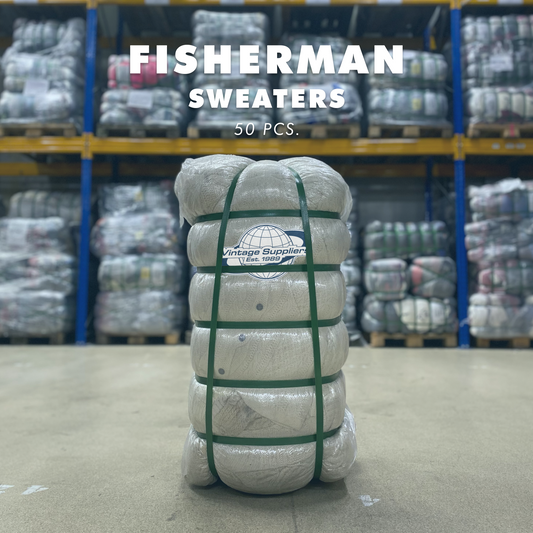 FISHERMAN ARAN WOOL WHITE SWEATERS BALE (50 PIECES)