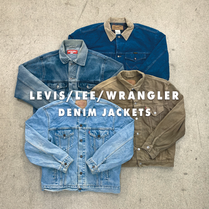 30x LEVIS/LEE/WRANGLER DENIM JACKETS GRADE B