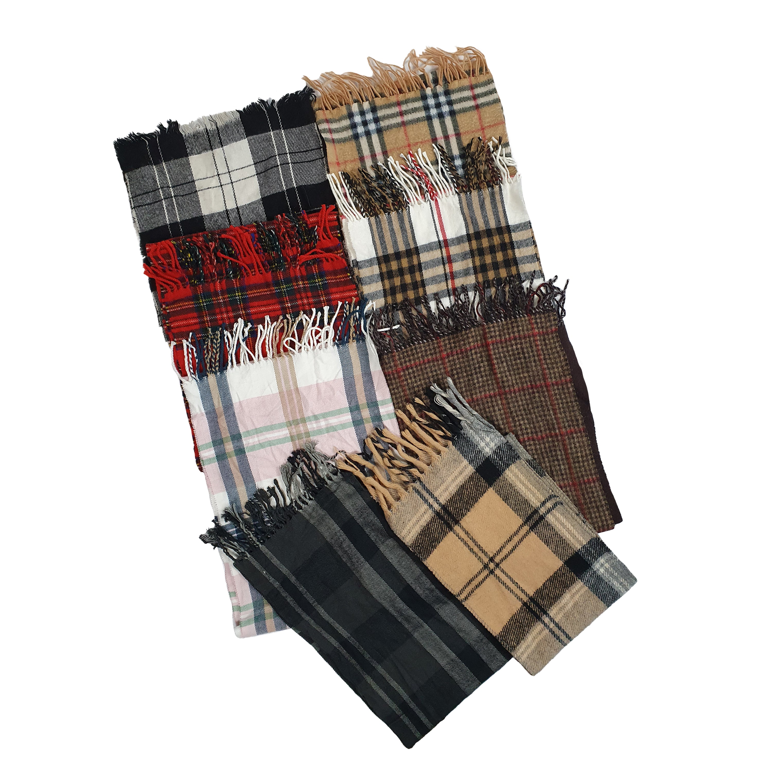 WOOL/CASHMERE CHECK SCARVES