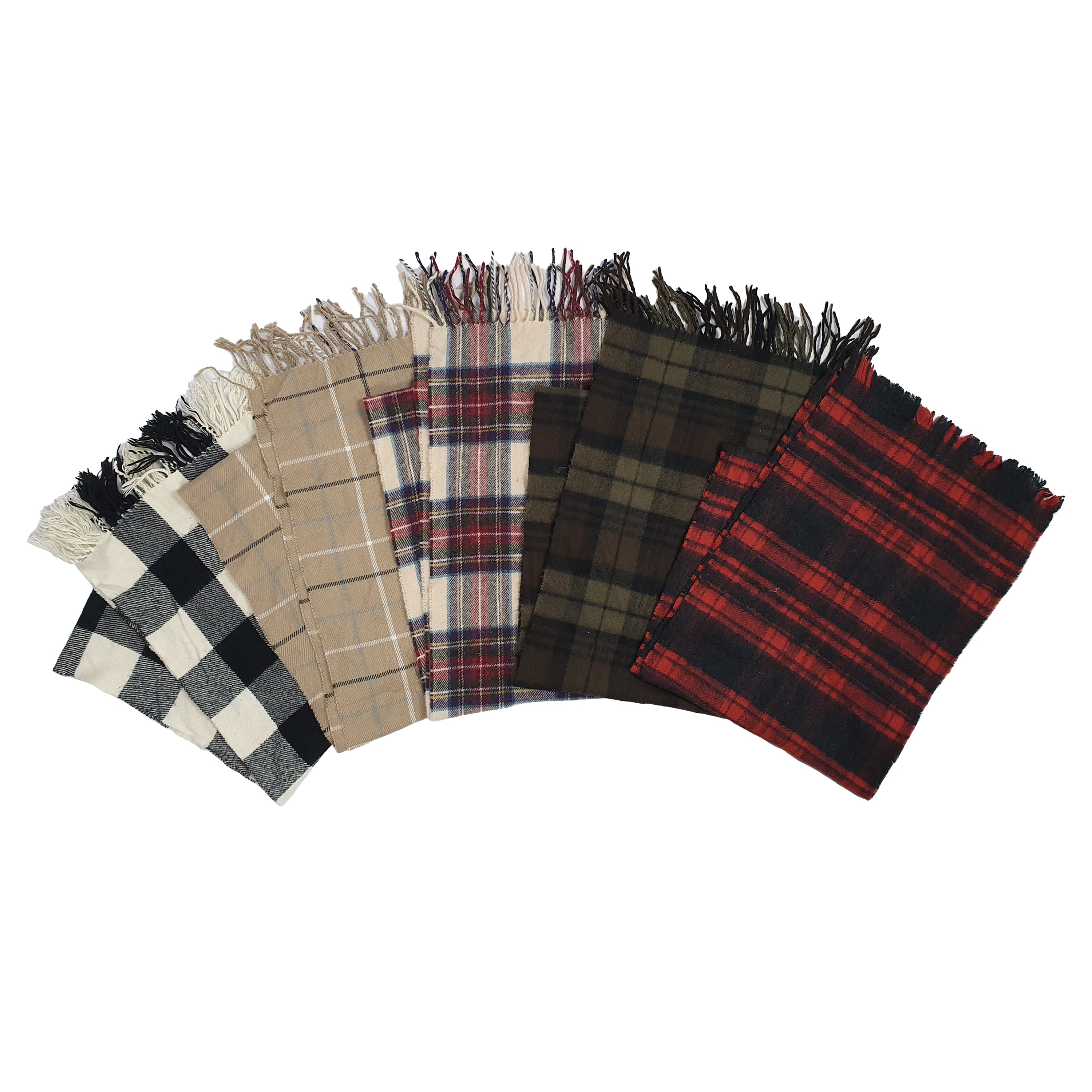 WOOL/CASHMERE CHECK SCARVES